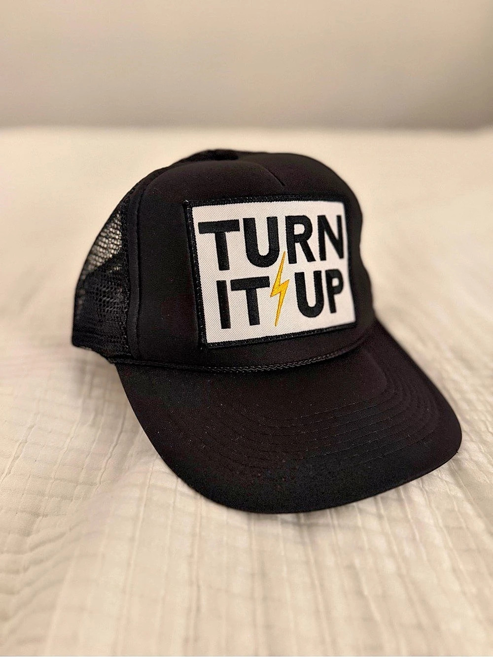 Aviator Nation Turn It Up Trucker Hat in Black